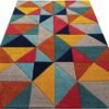 Multicolor Geometric Triangle Design Soft | Hand Tufted Carpet & Rug | Premium quality Qualeen | All Sizes |