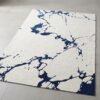Modern White & Navy Abstract Crackle Design Soft | Hand Tufted Carpet & Rug | Premium quality Qualeen | All Sizes |