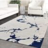 Modern White & Navy Abstract Crackle Design Soft | Hand Tufted Carpet & Rug | Premium quality Qualeen | All Sizes |