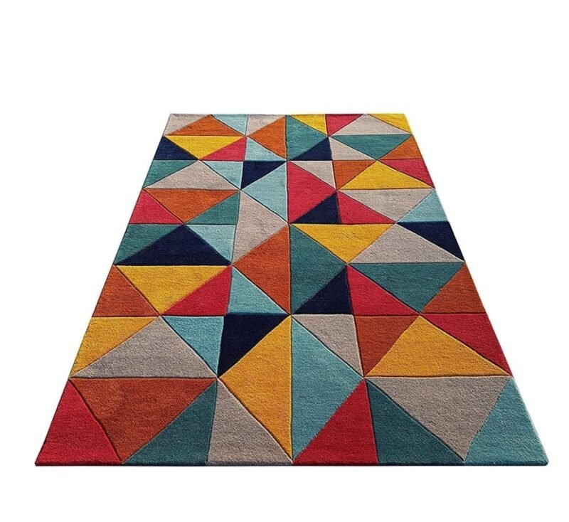 Multicolor Geometric Triangle Design Soft | Hand Tufted Carpet & Rug | Premium quality Qualeen | All Sizes |