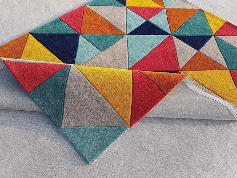 Multicolor Geometric Triangle Design Soft | Hand Tufted Carpet & Rug | Premium quality Qualeen | All Sizes |