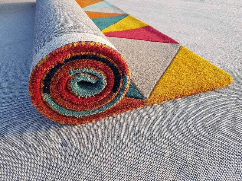 Multicolor Geometric Triangle Design Soft | Hand Tufted Carpet & Rug | Premium quality Qualeen | All Sizes |
