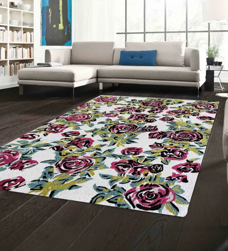 Floral Rose Petal's Design Soft | Hand Tufted Carpet & Rug | Premium quality Qualeen | All Sizes |