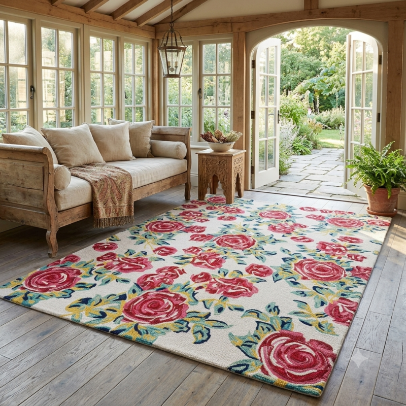 Floral Rose Petal's Design Soft | Hand Tufted Carpet & Rug | Premium quality Qualeen | All Sizes |