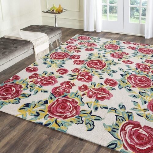 Floral Rose Petal's Design Soft | Hand Tufted Carpet & Rug | Premium quality Qualeen | All Sizes |
