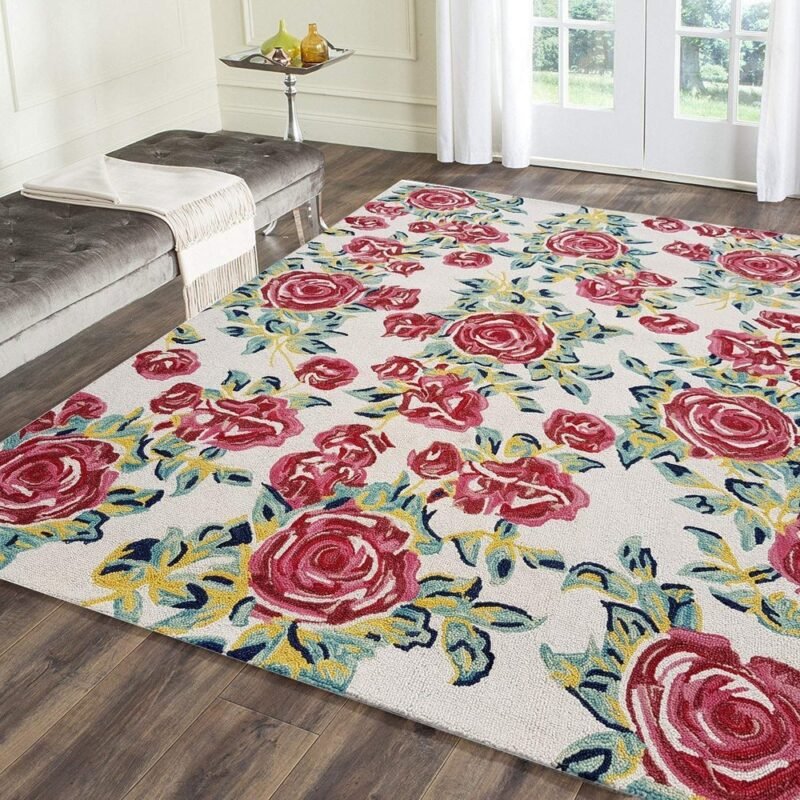Floral Rose Petal's Design Soft | Hand Tufted Carpet & Rug | Premium quality Qualeen | All Sizes |