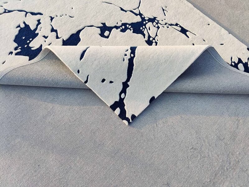 Modern White & Navy Abstract Crackle Design Soft | Hand Tufted Carpet & Rug | Premium quality Qualeen | All Sizes |