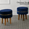 Velvet Ottoman Stool | Round Foot Rest for Living Room | Dressing Table Makeup Stool | Upholstered Puffy Seat with Solid Wood Legs | Bedroom, Vanity & Home Decor | 38 x 38 cm (15 x 15 Inch) Set of 2