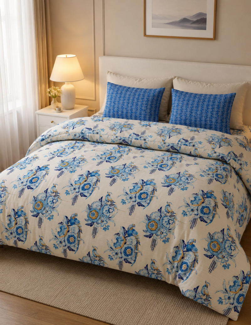 DORIYA Premium Cotton King Size Bedsheet Set –180 TC Heavy weight cotton_90x108 inches_228 x 274 cm