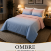 OMBRE Pure Cotton Premium size Bedsheet with 2 Pillow Covers | 300 TC | Textured Print | 108 x 108 Inches | Soft, Breathable, Skin Friendly & Fade Resistant | PVC Packing |