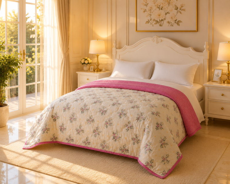 SNUGGLE Premium Ultrasonic Reversible Double Bed Comforter | All Season Quilt | Imported Glace Cotton (Cotton Feel) | Soft Microfiber Filling | 90 x 100 Inches | Light weight & Cozy | Attractive Bag Packing |
