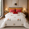MILKY WHITE Premium Cotton Super King Size Bedsheet set with 2 Pillow Covers | 220 TC Heavy Weight Pure Cotton | Soft, Breathable & Skin-Friendly | Size 108 x 108 Inches |