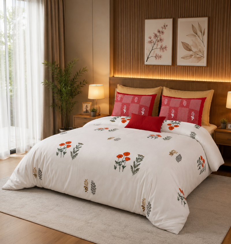 MILKY WHITE Premium Cotton Super King Size Bedsheet set with 2 Pillow Covers | 220 TC Heavy Weight Pure Cotton | Soft, Breathable & Skin-Friendly | Size 108 x 108 Inches |