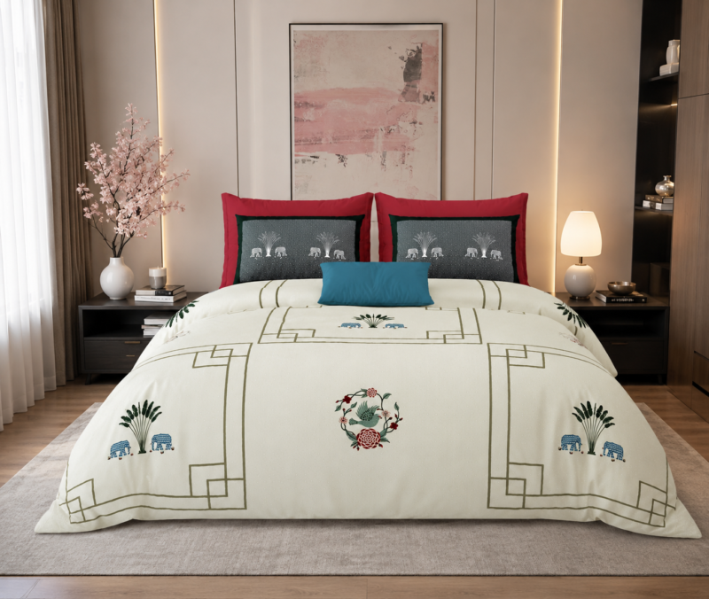 MILKY WHITE Premium Cotton Super King Size Bedsheet set with 2 Pillow Covers | 220 TC Heavy Weight Pure Cotton | Soft, Breathable & Skin-Friendly | Size 108 x 108 Inches |