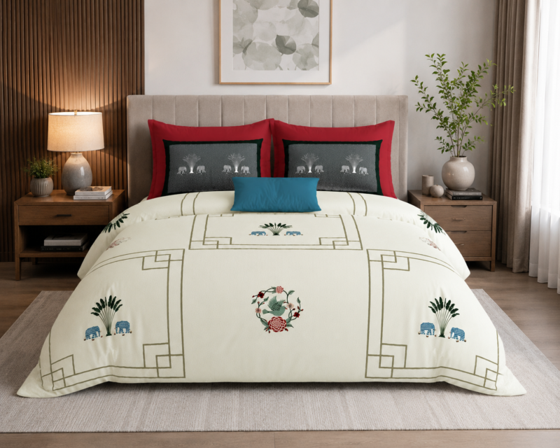 MILKY WHITE Premium Cotton Super King Size Bedsheet set with 2 Pillow Covers | 220 TC Heavy Weight Pure Cotton | Soft, Breathable & Skin-Friendly | Size 108 x 108 Inches |