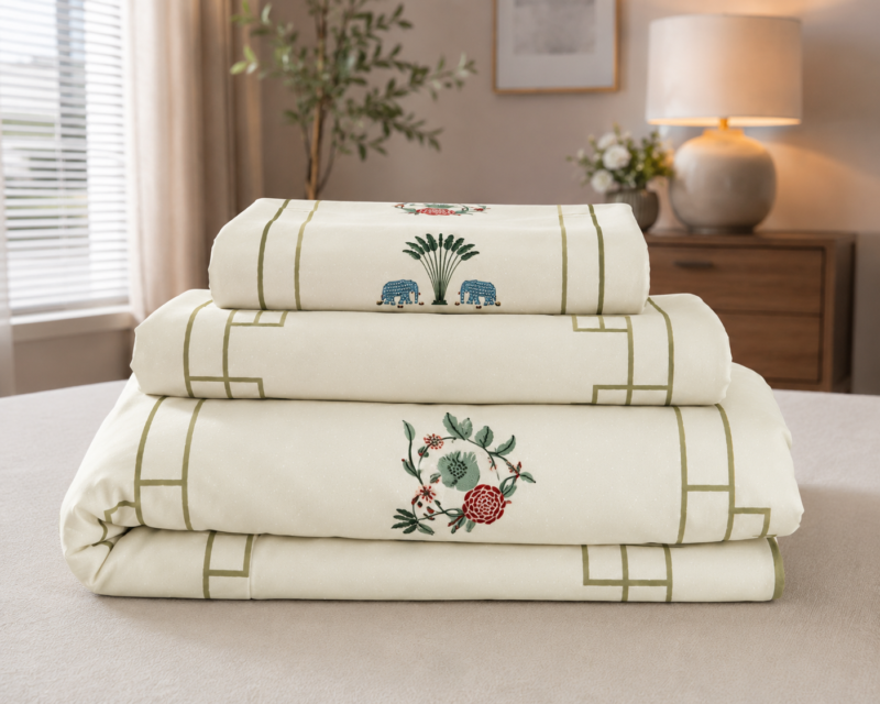 MILKY WHITE Premium Cotton Super King Size Bedsheet set with 2 Pillow Covers | 220 TC Heavy Weight Pure Cotton | Soft, Breathable & Skin-Friendly | Size 108 x 108 Inches |
