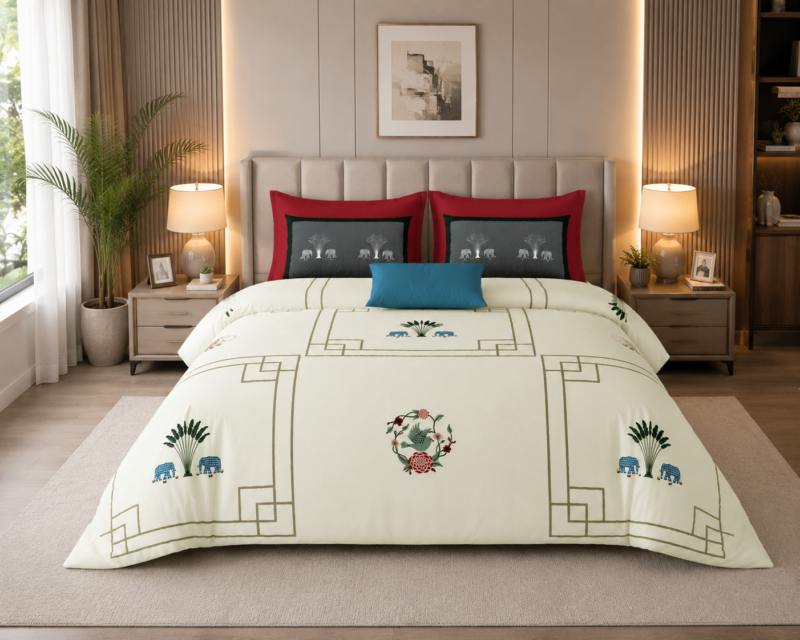 MILKY WHITE Premium Cotton Super King Size Bedsheet set with 2 Pillow Covers | 220 TC Heavy Weight Pure Cotton | Soft, Breathable & Skin-Friendly | Size 108 x 108 Inches |