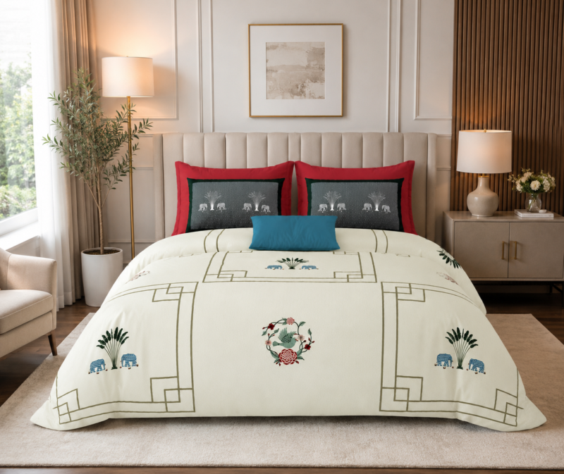 MILKY WHITE Premium Cotton Super King Size Bedsheet set with 2 Pillow Covers | 220 TC Heavy Weight Pure Cotton | Soft, Breathable & Skin-Friendly | Size 108 x 108 Inches |