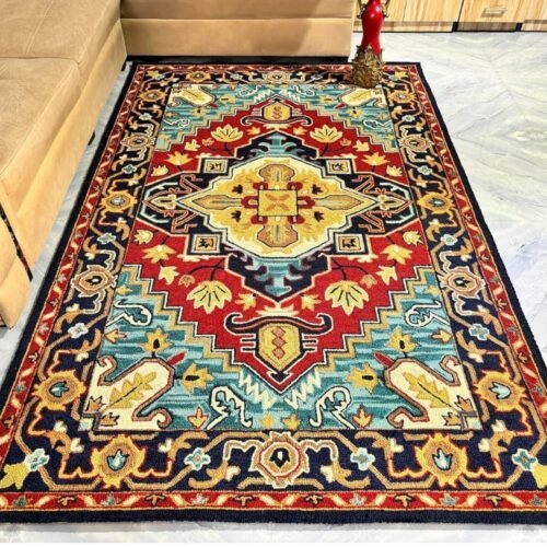 Persian Heriz Medallion Design Soft | Hand Tufted Carpet & Rug | Premium quality Qualeen | All Sizes |
