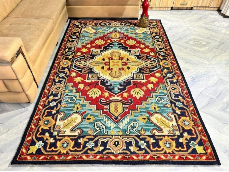 Persian Heriz Medallion Design Soft | Hand Tufted Carpet & Rug | Premium quality Qualeen | All Sizes |