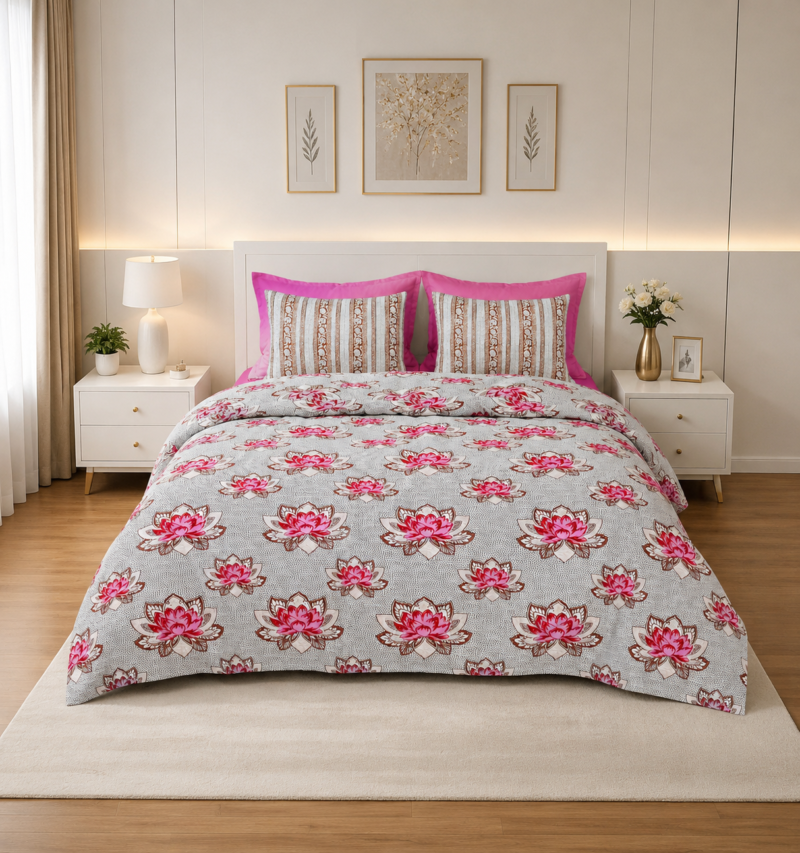 DORIYA Premium Cotton King Size Bedsheet Set –180 TC Heavy weight cotton_90x108 inches_228 x 274 cm
