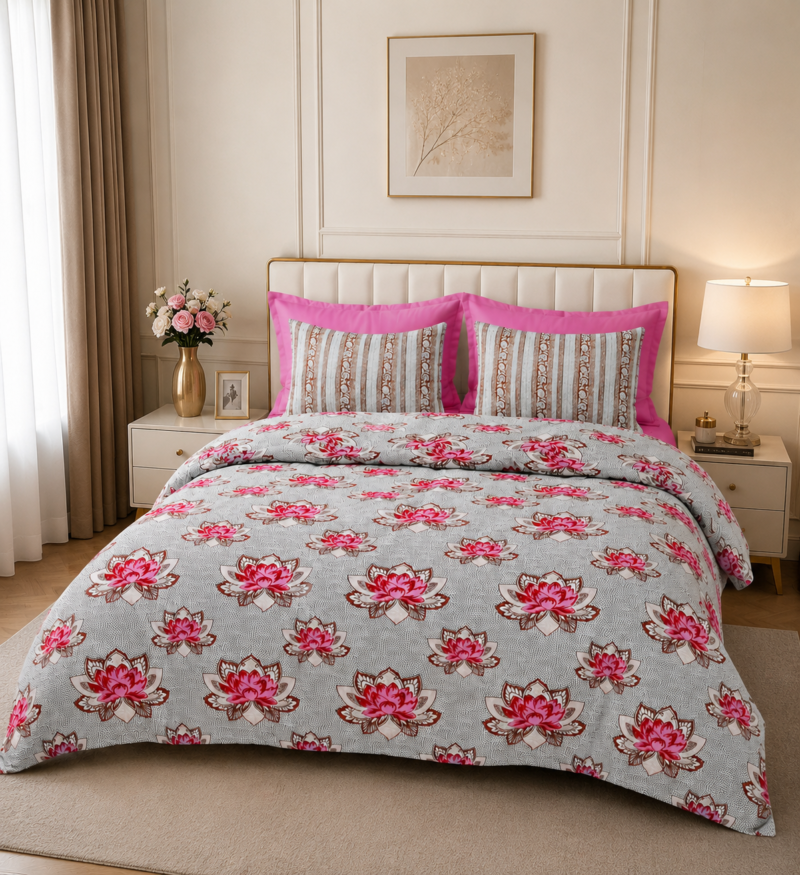 DORIYA Premium Cotton King Size Bedsheet Set –180 TC Heavy weight cotton_90x108 inches_228 x 274 cm