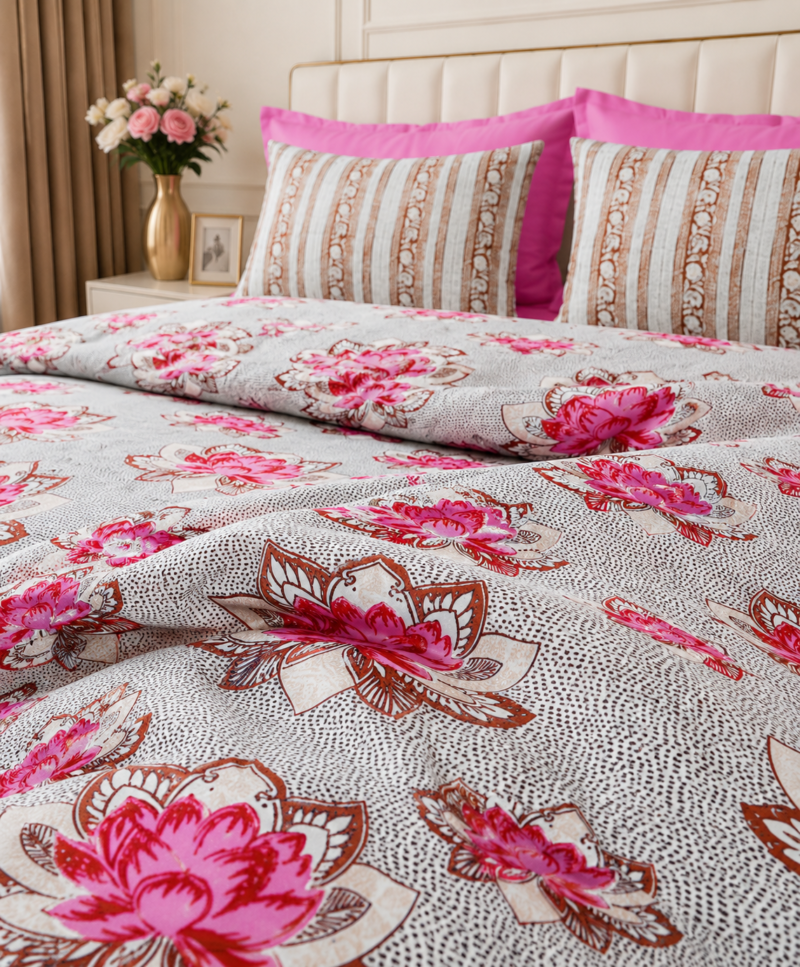 DORIYA Premium Cotton King Size Bedsheet Set –180 TC Heavy weight cotton_90x108 inches_228 x 274 cm