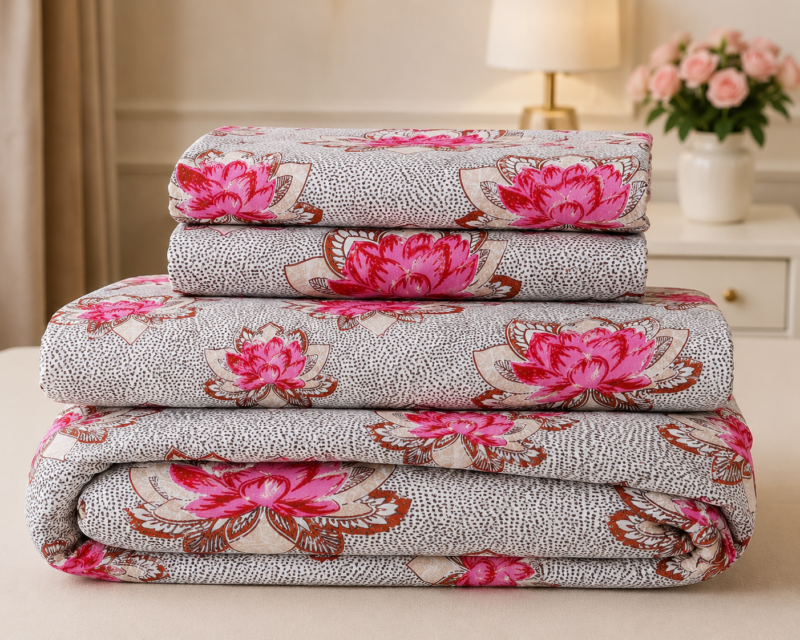 DORIYA Premium Cotton King Size Bedsheet Set –180 TC Heavy weight cotton_90x108 inches_228 x 274 cm