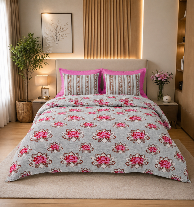 DORIYA Premium Cotton King Size Bedsheet Set –180 TC Heavy weight cotton_90x108 inches_228 x 274 cm