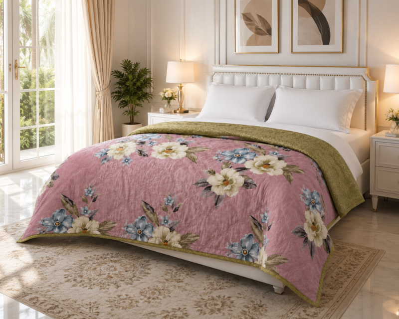 SNUGGLE Premium Ultrasonic Reversible Double Bed Comforter | All Season Quilt | Imported Glace Cotton (Cotton Feel) | Soft Microfiber Filling | 90 x 100 Inches | Light weight & Cozy | Attractive Bag Packing |