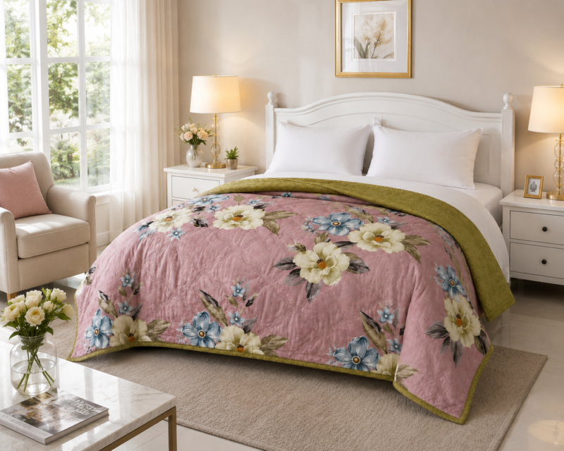 SNUGGLE Premium Ultrasonic Reversible Double Bed Comforter | All Season Quilt | Imported Glace Cotton (Cotton Feel) | Soft Microfiber Filling | 90 x 100 Inches | Light weight & Cozy | Attractive Bag Packing |
