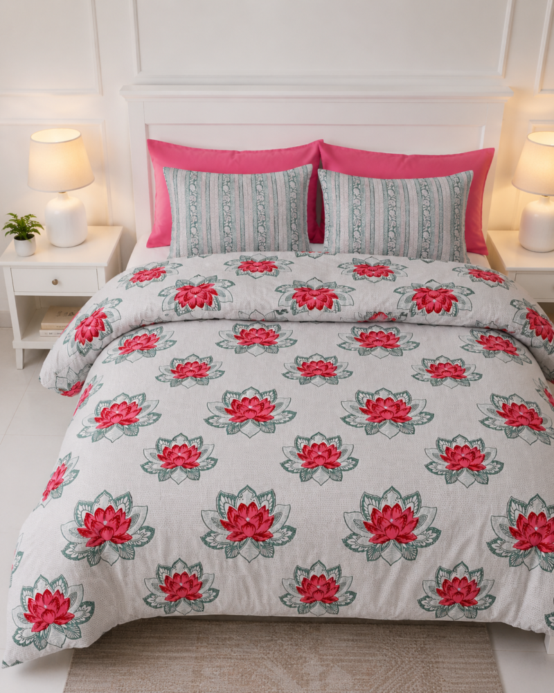 DORIYA Premium Cotton King Size Bedsheet Set –180 TC Heavy weight cotton_90x108 inches_228 x 274 cm
