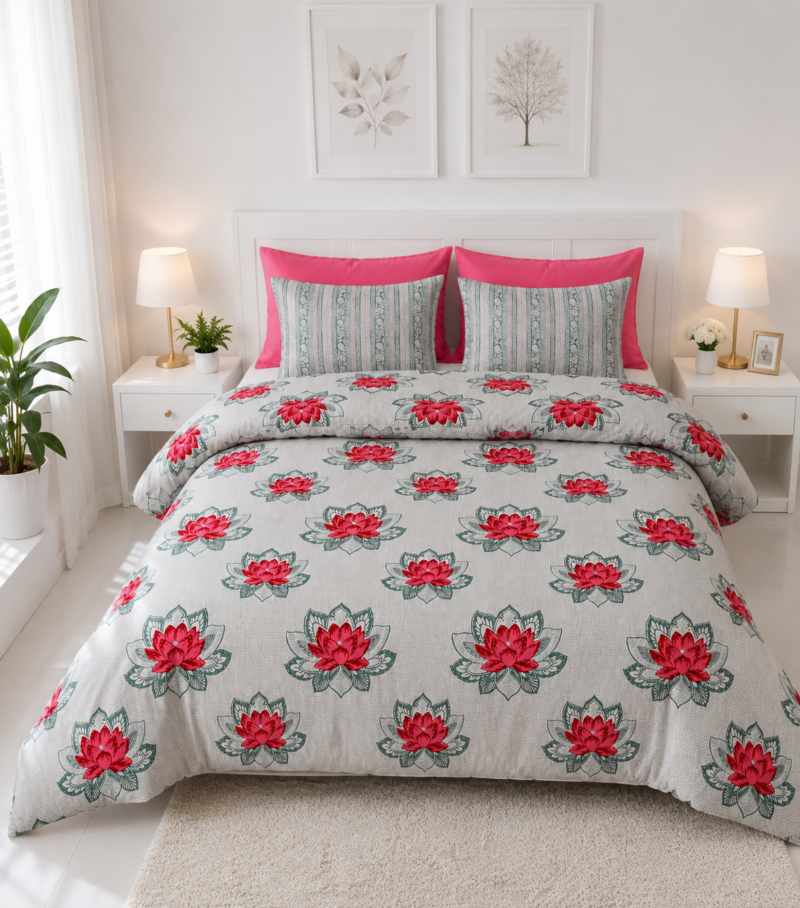 DORIYA Premium Cotton King Size Bedsheet Set –180 TC Heavy weight cotton_90x108 inches_228 x 274 cm
