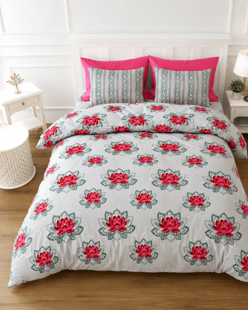 DORIYA Premium Cotton King Size Bedsheet Set –180 TC Heavy weight cotton_90x108 inches_228 x 274 cm