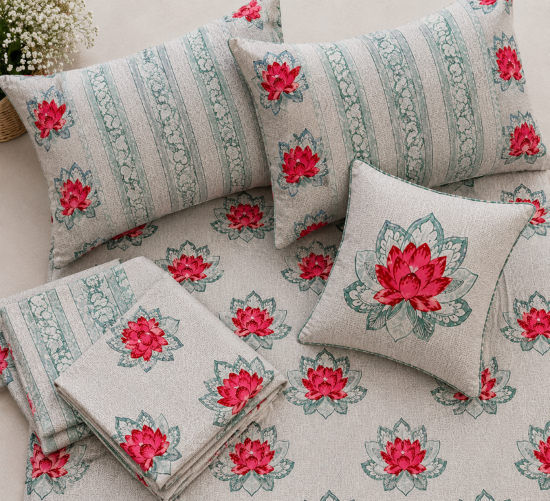 DORIYA Premium Cotton King Size Bedsheet Set –180 TC Heavy weight cotton_90x108 inches_228 x 274 cm