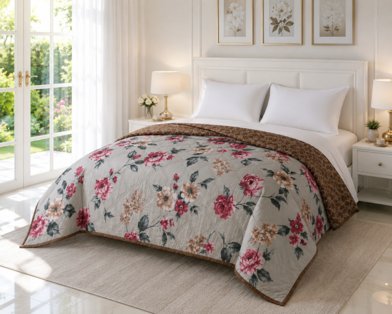 SNUGGLE Premium Ultrasonic Reversible Double Bed Comforter | All Season Quilt | Imported Glace Cotton (Cotton Feel) | Soft Microfiber Filling | 90 x 100 Inches | Light weight & Cozy | Attractive Bag Packing |