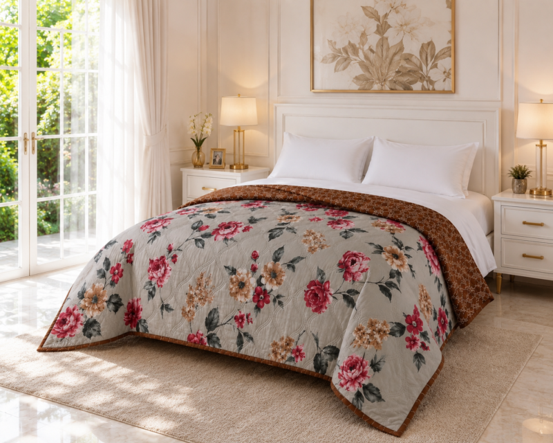 SNUGGLE Premium Ultrasonic Reversible Double Bed Comforter | All Season Quilt | Imported Glace Cotton (Cotton Feel) | Soft Microfiber Filling | 90 x 100 Inches | Light weight & Cozy | Attractive Bag Packing |