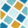 Dollivo Modern Polyester Anti Slip Shaggy Premium Quality Fluffy Rug and Carpet for Living Room, Bedroom, Dining Room, Kitchen, Home Office | Square - Blue White | All Sizes |