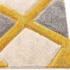 Dollivo Modern Polyester Anti Slip Shaggy Premium Quality Fluffy Rug and Carpet for Living Room, Bedroom, Dining Room, Kitchen, Home Office | Square - Yellow White | All Sizes |