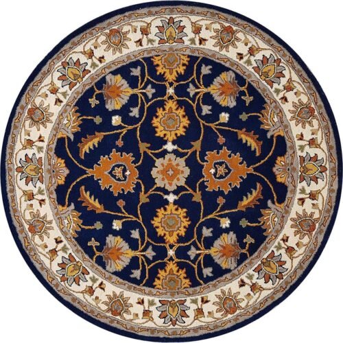 Irani Traditional Floral Brown | Persian / Iranian Traditional Hand Tufted Round shaped Carpet & Area Rug for Living Room, Bedroom and Hall | Premium quality Qualeen |